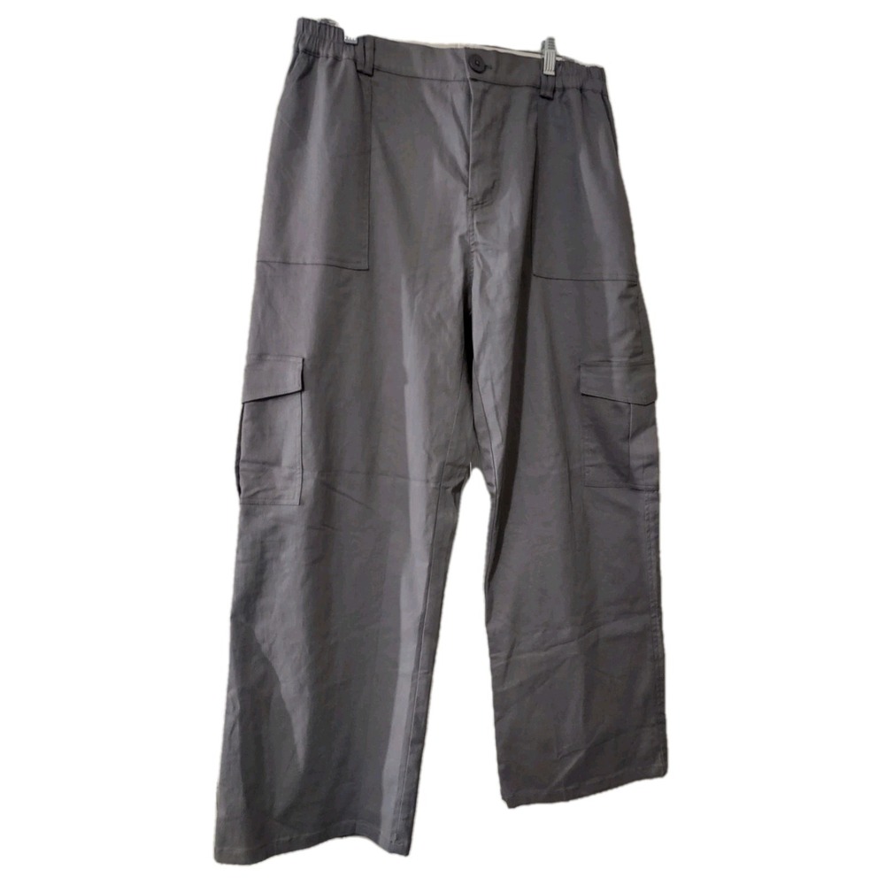 Lepunuo Cargo Pants Women's Size XXLarge Elastic Waist Gray  Cargo Pockets Denim